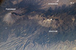 Mapa Satelital de los Volcanes Popocatépetl e Iztaccihuatl, Mexico