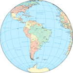 América del Sur en el globo