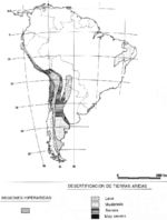 Zonas de desertificación potencial en América del Sur 1983