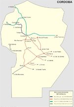 Mapa de la Red Ferroviaria de la Prov. Córdoba, Argentina