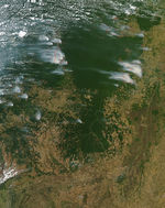 Incendios y humo a través del Mato Grosso, Brasil
