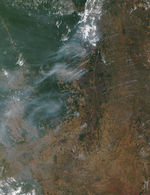 Incendios y humo en Brasil Central