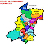 Mapa de la Region Metropolitana de Curitiba, Brasil