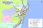 Mapa de la Red de Transporte Publico de Recife, Brasil