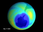 Agujero de ozono en la Antártida Septiembre 2001