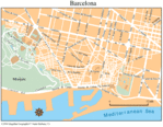 Mapa de la Ciudad de Barcelona, España