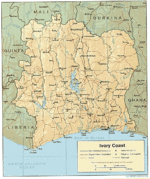 Mapa de Relieve Sombreado de Côte d'Ivoire